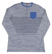 Modro-bílé melírované triko s kapsou S. Oliver vel. 176