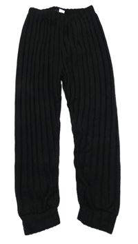 Černé žebrované úpletovéí kalhoty Shein