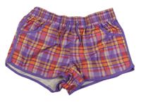 Fialovo-barevné kostkované kraťasy Tchibo