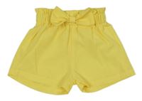 Žluté volné kraťasy s mašlí 