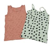 2x Světlerůžová + světlemodrá puntíkovaná košilka 