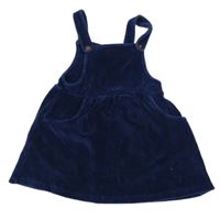 Tmavomodré sametové žebrované laclové šaty Nutmeg