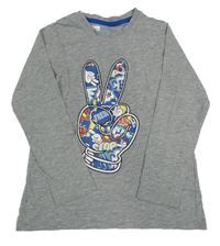 Šedé melírované triko s potiskem Lupilu