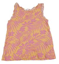 Oranžovo-růžový květovaný top H&M