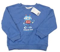 Nové - Modrá mikina s robotem H&M