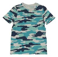 Světlemodro-tmavomodro-šedé army tričko C&A