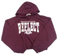 Tmavovínová crop mikina s nápisem a kapucí H&M