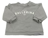 Šedá mikina s nápisy a mašličkou a volánky H&M