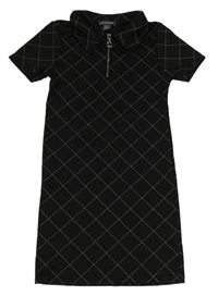 Černo-bílé kárované šaty s límečkem PRIMARK