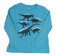 Azurové triko s dinosaury C&A