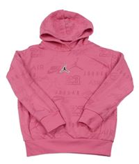 Tmavorůžová mikina s logy a číslem a kapsou a kapucí zn. Nike Air Jordan 