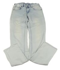 Světlemodro-bílé slim fit teplákové rifle zn. INDIAN BLUE JEANS