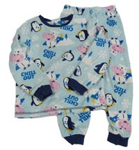 Světlemodro-tmavomodré plyšové pyžamo s Peppa PiG George
