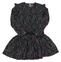 Černo-barevné vzorované šaty s volánky B.NOSY