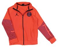 Křiklavě korálová propínací sportovní fotbalová mikina Paris Saint-Germain Nike Jordan