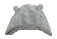 Šedo-bílá plyšová beranice s oušky F&F