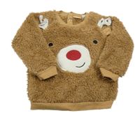 Hnědá chlupatá mikina se sobem lupilu