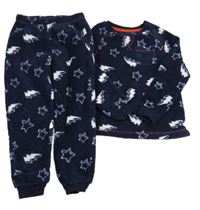 Tmavomodré plyšové pyžamo s hvězdičkami a blesky George