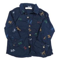 Tmavomodrá košile se zvířátky Cikoby