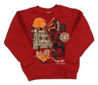 Červená teplá mikina s robotem a míčem Trax mini