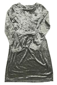 Šedé lesklé sametové šaty H&M