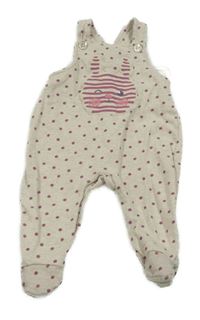 Světlebéžové melírované puntíkaté teplákové dupačky se zajíčkem Topomini