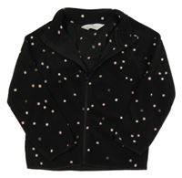 Černá puntíkatá fleecová propínací mikina H&M