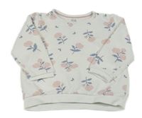 Bílá prošívaná mikina s kytičkami C&A