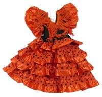 Kostým - Červeno-černé šaty s puntíky a volánky a třásněmi