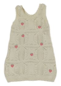 Smetanové ažurové pletené šaty s jahůdkami F&F