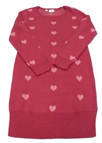 Malinové svetrové šaty se srdíčky bpc
