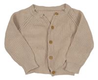 Pudrový žebrovaný propínací crop svetr Nutmeg