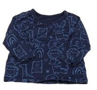 Tmavomodré triko se zvířátky a duhami a srdíčky George