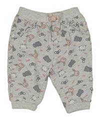 Světlešedé melírované tepláky se zvířátky a volánky Ergee