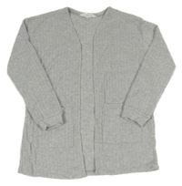 Světlešedý melírovaný žebrovaný úpletový cardigan H&M