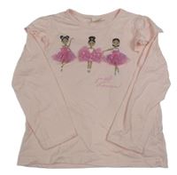 Světlerůžové triko s baletkami a volánky 
