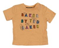 Světleoranžové melírované tričko s logy a mořskými živočichy TED BAKER