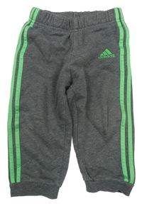 Tmavošedo-zelené melírované tepláky Adidas