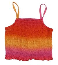 Červeno-oranžovo-růžový žabičkový crop top Shein