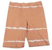 Starorůžovo-bílé batikované žebrované elastické kraťasy zn. Primark