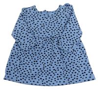 Modré puntíkaté šaty s volánky Primark