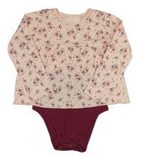 Světlerůžové květované triko s všitým body Pocopiano