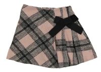 Růžovo-černá kostkovaná třpytivá vlněná sukně s mašlí Matalan