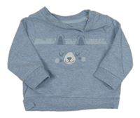 Modrá melírovaná mikina s vlkem zn. Mothercare