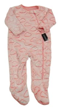 Nové - Růžový chlupatý overal s mraky Dunnes