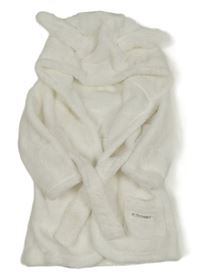 Bílý chlupatý župan s kapucí s oušky George