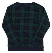 Tmavozeleno-tmavomodro-černá kostkovaná pyžamová mikina Peacocks