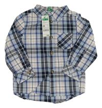 Nové - Modrdo-bílo-červená kostkovaná košile Benetton