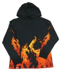 Černé triko s ohněm a kapucí Next