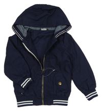 Tmavomodrá plátěná jarní bunda s kapucí George